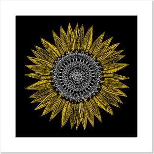 Sunflowers mandala flower Posters and Art